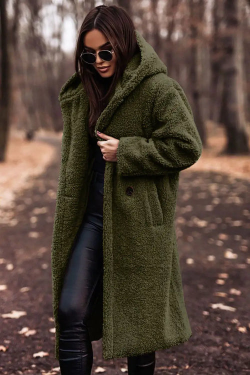 Autumn Winter Fashion Elegant Long Coat Woman Plush Warm Faux Fleece Coat Women Teddy Jacket Female Teddy Coat Outwear Ladies